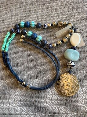 Chicos Blue and silver tone  Pendant Necklace